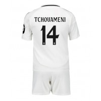 Maglia Calcio Real Madrid Aurelien Tchouameni #14 Prima Divisa Bambino 2024-25 Manica Corta (+ pantaloncini)